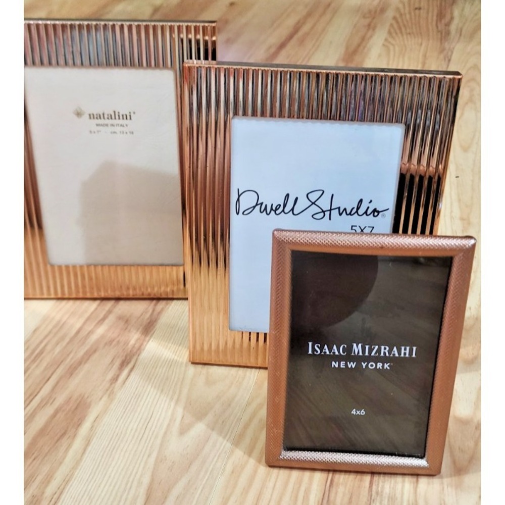 3 Rose gold Picture Photo Frames Natalini made in Italy Isaac Mizrah NY Dwell